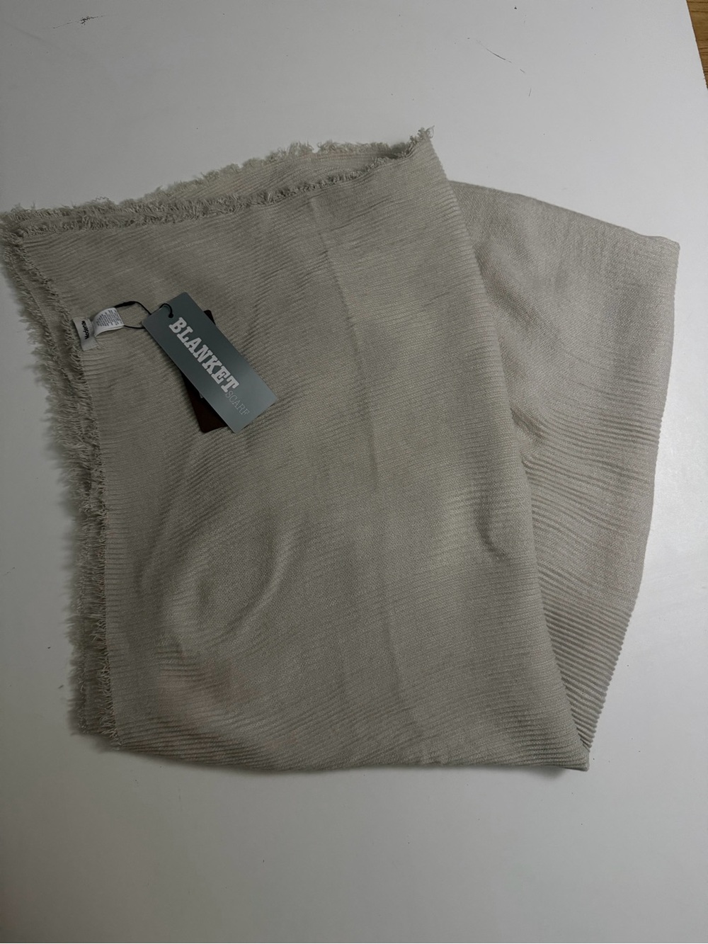Modena Blanket Scarf Ribbed Oversized Shawl Wrap Belted Creme Brulee Cream